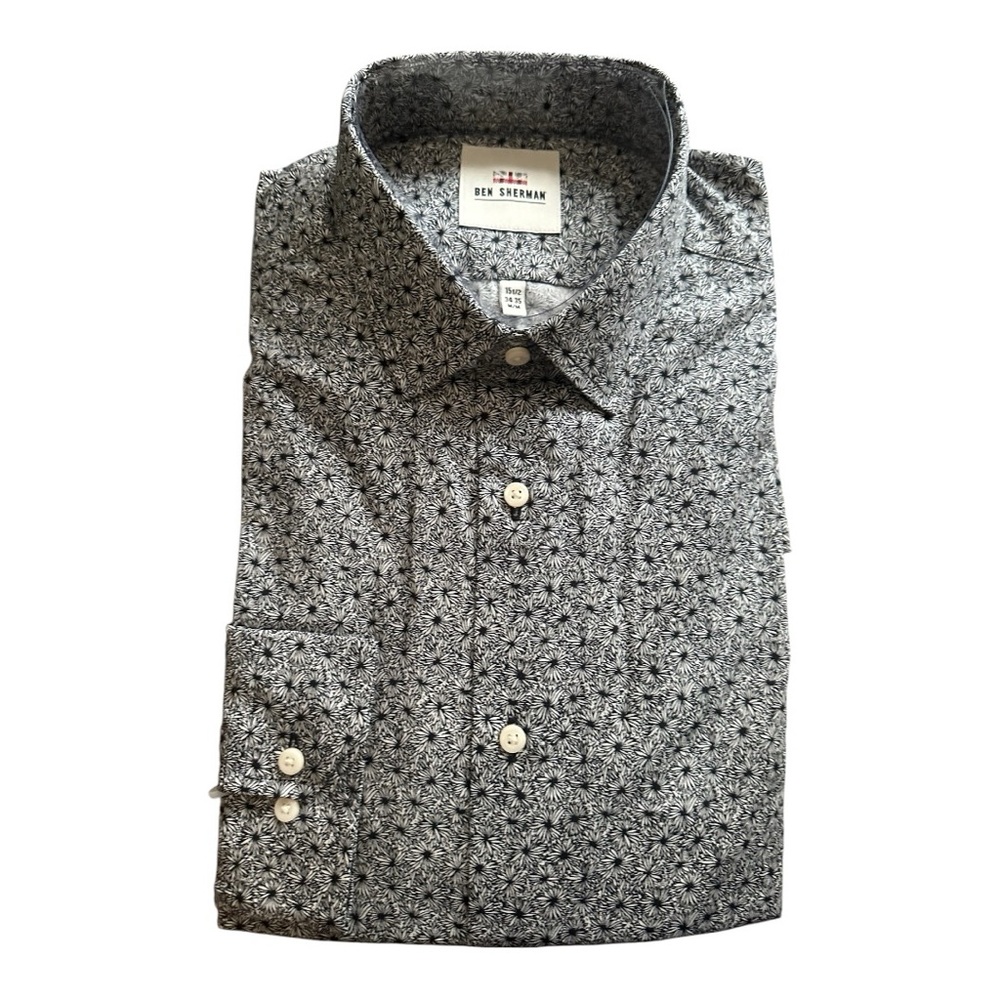 Ben Sherman black and white floral print long sleeve shirt